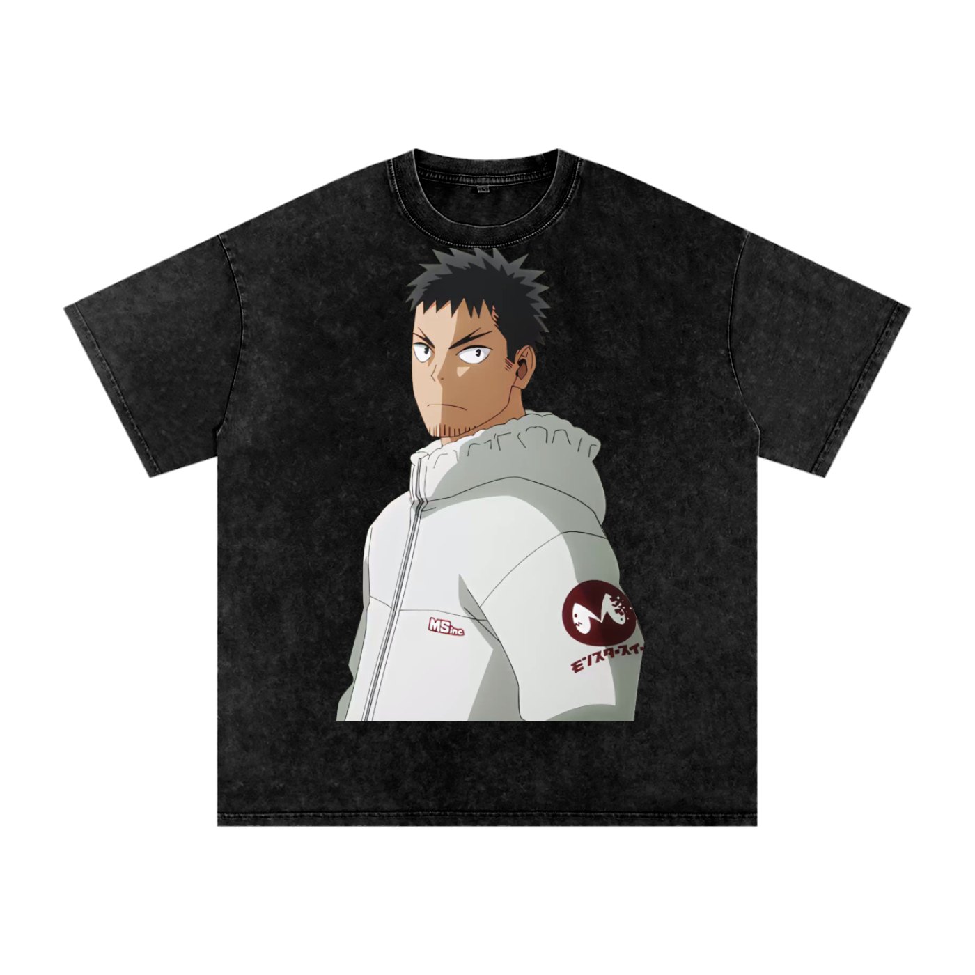 Snow Washed Oversized Cotton Kaiju Front and Back T-Shirt