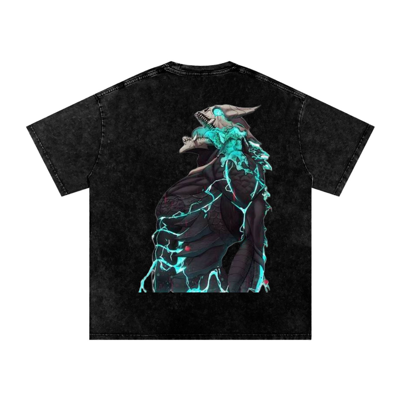 Snow Washed Oversized Cotton Kaiju Front and Back T-Shirt